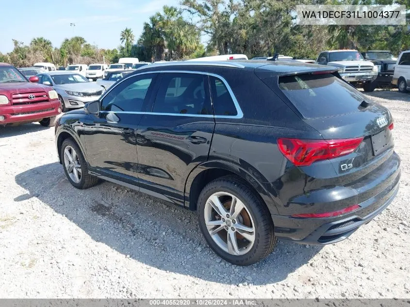 2020 Audi Q3 Premium 45 Tfsi S Line Quattro Tiptronic VIN: WA1DECF31L1004377 Lot: 40552920