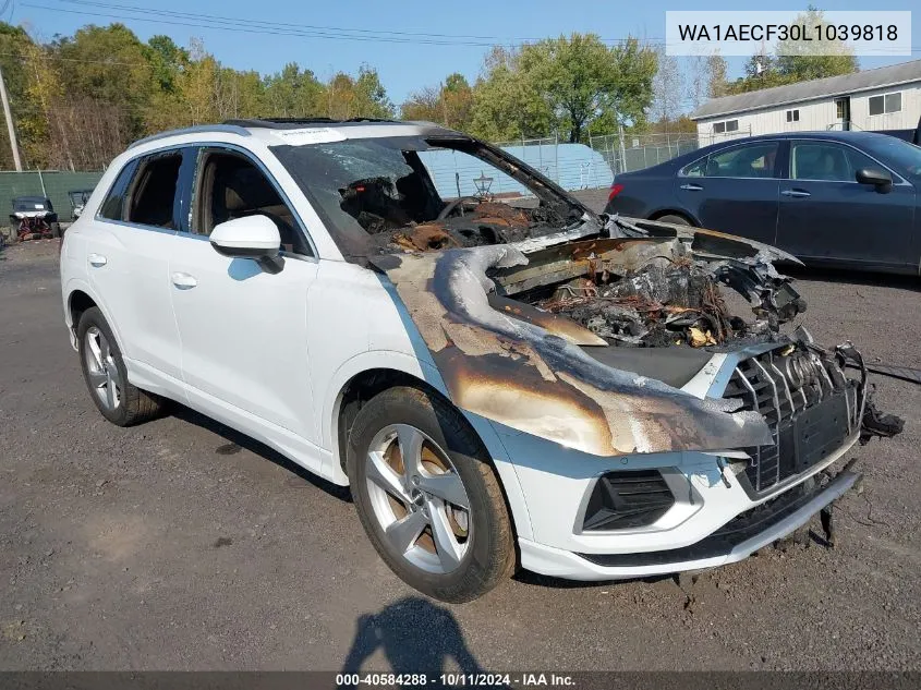 2020 Audi Q3 Premium 45 Tfsi Quattro Tiptronic VIN: WA1AECF30L1039818 Lot: 40584288