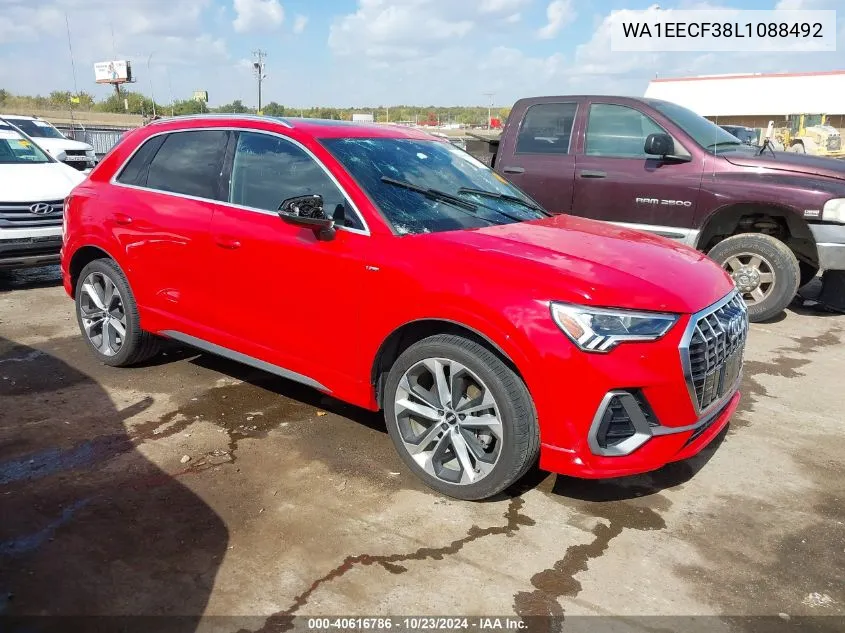 2020 Audi Q3 Premium Plus 45 Tfsi S Line Quattro Tiptronic VIN: WA1EECF38L1088492 Lot: 40616786