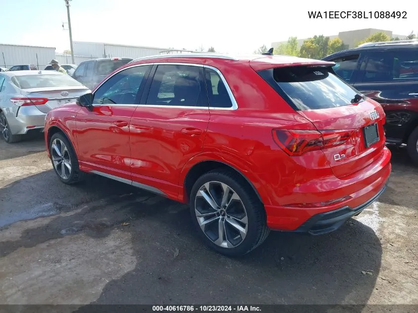 2020 Audi Q3 Premium Plus 45 Tfsi S Line Quattro Tiptronic VIN: WA1EECF38L1088492 Lot: 40616786