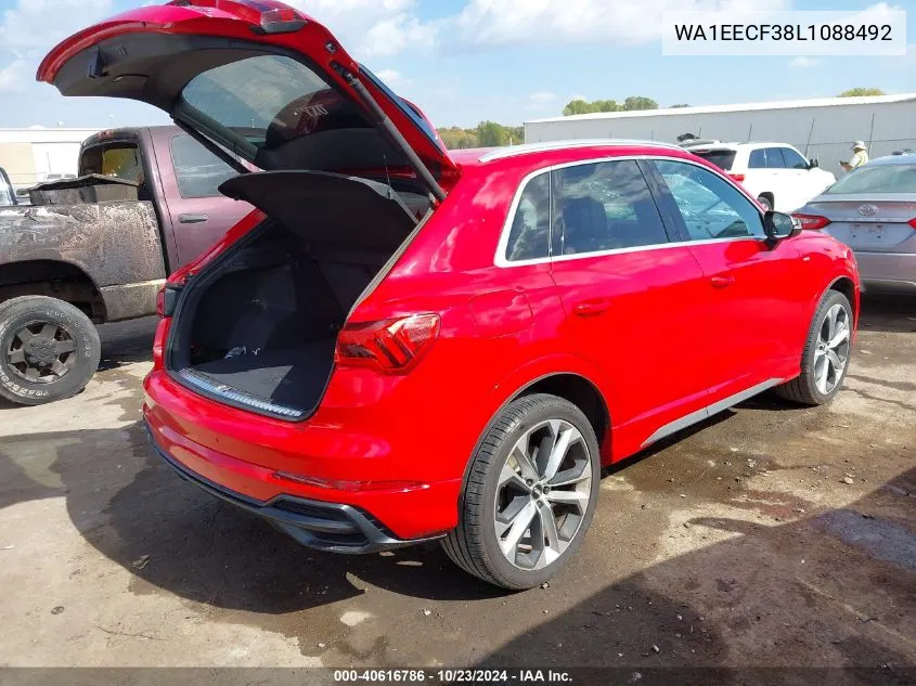 2020 Audi Q3 Premium Plus 45 Tfsi S Line Quattro Tiptronic VIN: WA1EECF38L1088492 Lot: 40616786