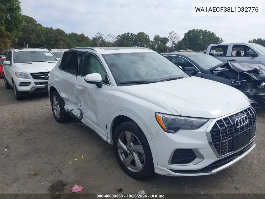 2020 Audi Q3 Premium VIN: WA1AECF38L1032776 Lot: 40680358