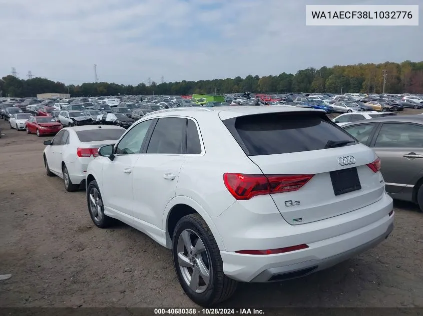 2020 Audi Q3 Premium VIN: WA1AECF38L1032776 Lot: 40680358