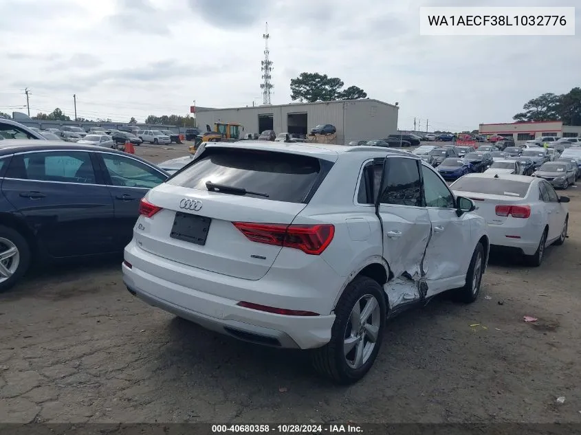 2020 Audi Q3 Premium VIN: WA1AECF38L1032776 Lot: 40680358