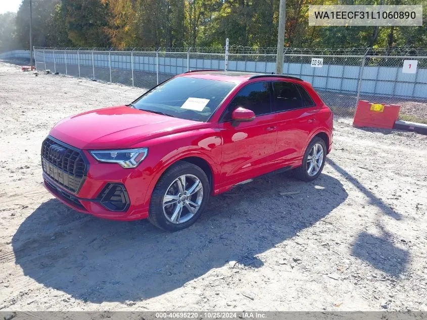 2020 Audi Q3 Premium Plus 45 Tfsi S Line Quattro Tiptronic VIN: WA1EECF31L1060890 Lot: 40695220