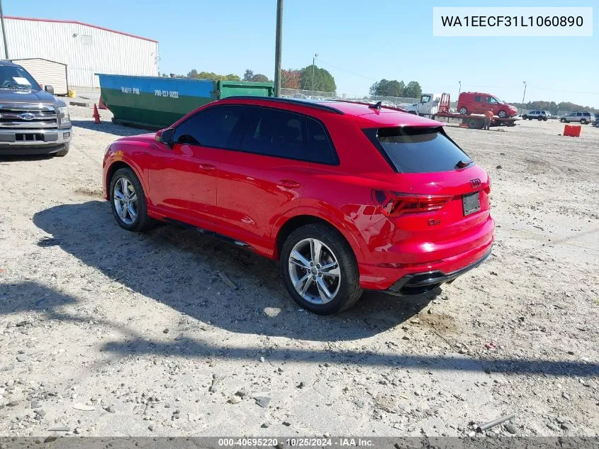 2020 Audi Q3 Premium Plus 45 Tfsi S Line Quattro Tiptronic VIN: WA1EECF31L1060890 Lot: 40695220