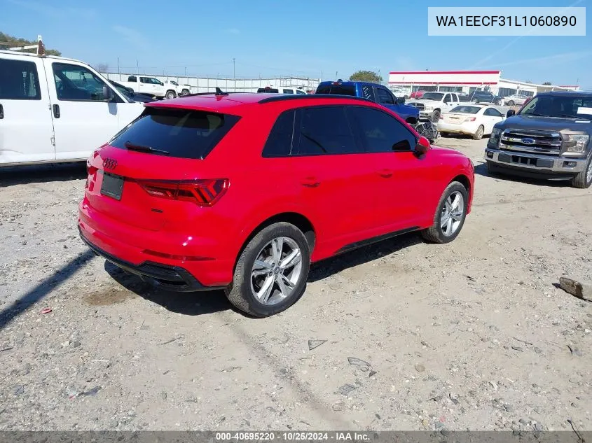 2020 Audi Q3 Premium Plus 45 Tfsi S Line Quattro Tiptronic VIN: WA1EECF31L1060890 Lot: 40695220