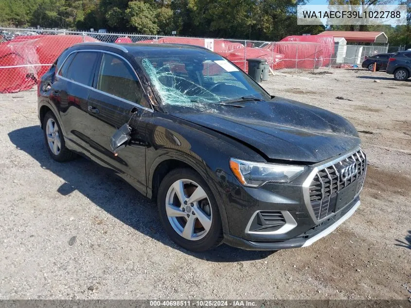 2020 Audi Q3 Premium 45 Tfsi Quattro Tiptronic VIN: WA1AECF39L1022788 Lot: 40698511