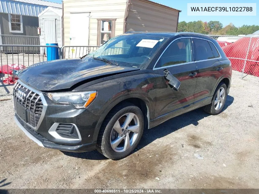 2020 Audi Q3 Premium 45 Tfsi Quattro Tiptronic VIN: WA1AECF39L1022788 Lot: 40698511