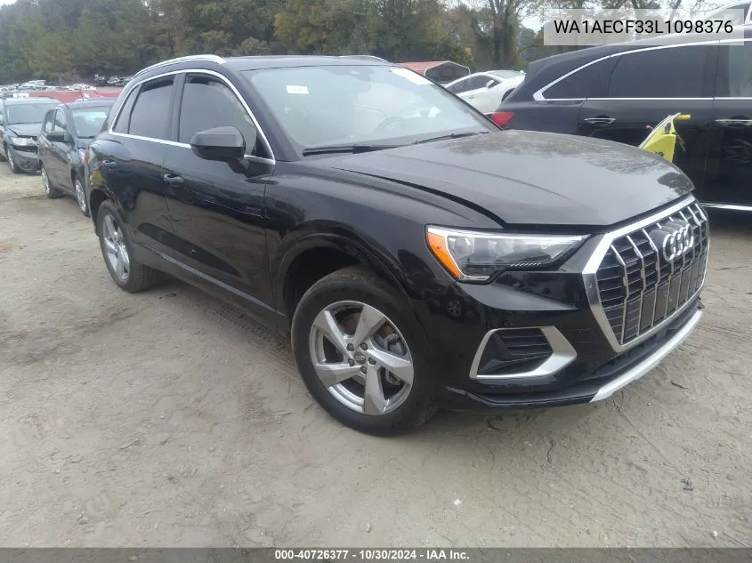 2020 Audi Q3 Premium 45 Tfsi Quattro Tiptronic VIN: WA1AECF33L1098376 Lot: 40726377