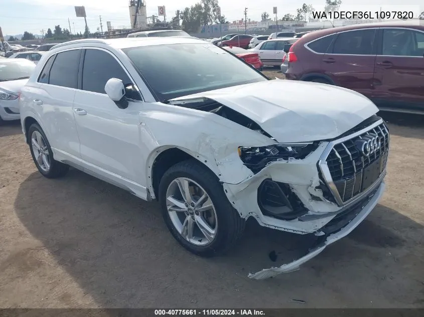 2020 Audi Q3 Premium 45 Tfsi S Line Quattro Tiptronic VIN: WA1DECF36L1097820 Lot: 40775661