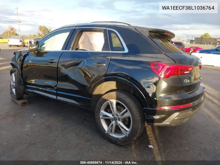 2020 Audi Q3 Premium Plus 45 Tfsi S Line Quattro Tiptronic VIN: WA1EECF38L1036764 Lot: 40865674