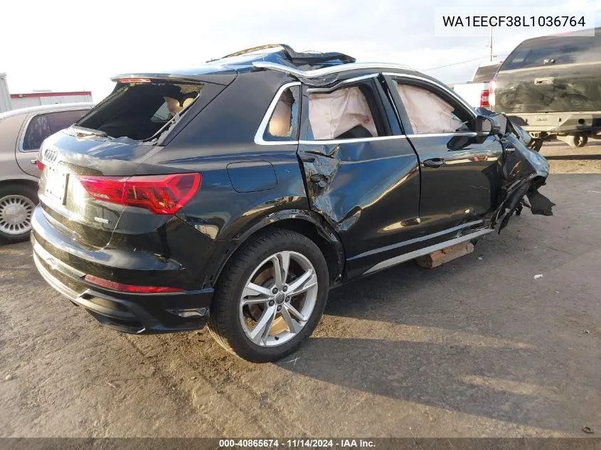 2020 Audi Q3 Premium Plus 45 Tfsi S Line Quattro Tiptronic VIN: WA1EECF38L1036764 Lot: 40865674