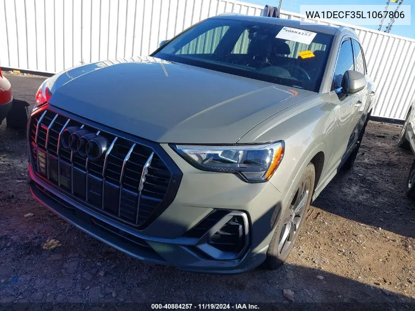 2020 Audi Q3 Premium 45 Tfsi S Line Quattro Tiptronic VIN: WA1DECF35L1067806 Lot: 40884257