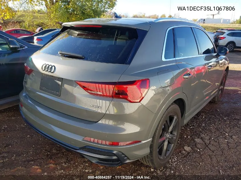 2020 Audi Q3 Premium 45 Tfsi S Line Quattro Tiptronic VIN: WA1DECF35L1067806 Lot: 40884257