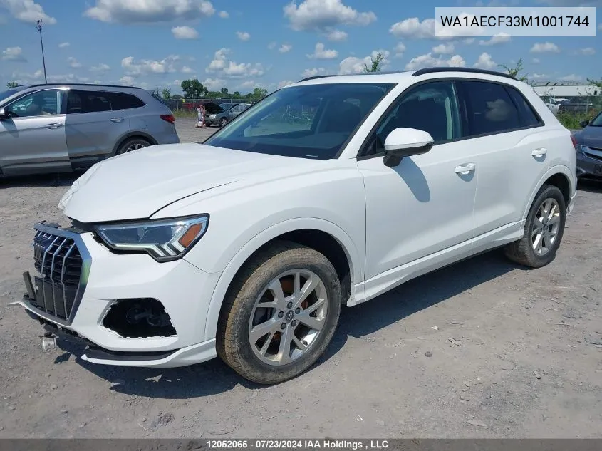 2021 Audi Q3 Komfort 45 VIN: WA1AECF33M1001744 Lot: 12052065