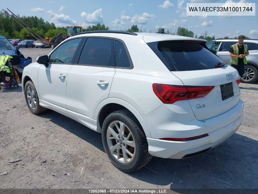 2021 Audi Q3 Komfort 45 VIN: WA1AECF33M1001744 Lot: 12052065