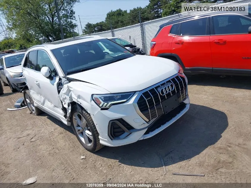 2021 Audi Q3 VIN: WA1EECF38M1080183 Lot: 12078359