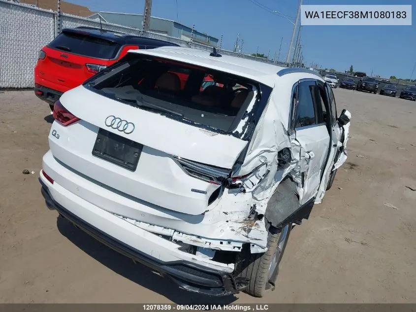 2021 Audi Q3 VIN: WA1EECF38M1080183 Lot: 12078359