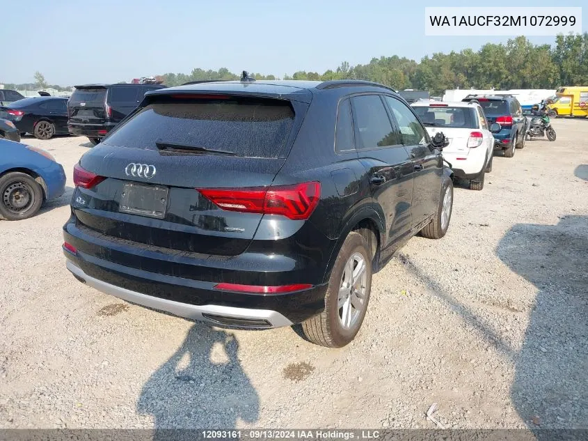 2021 Audi Q3 VIN: WA1AUCF32M1072999 Lot: 12093161