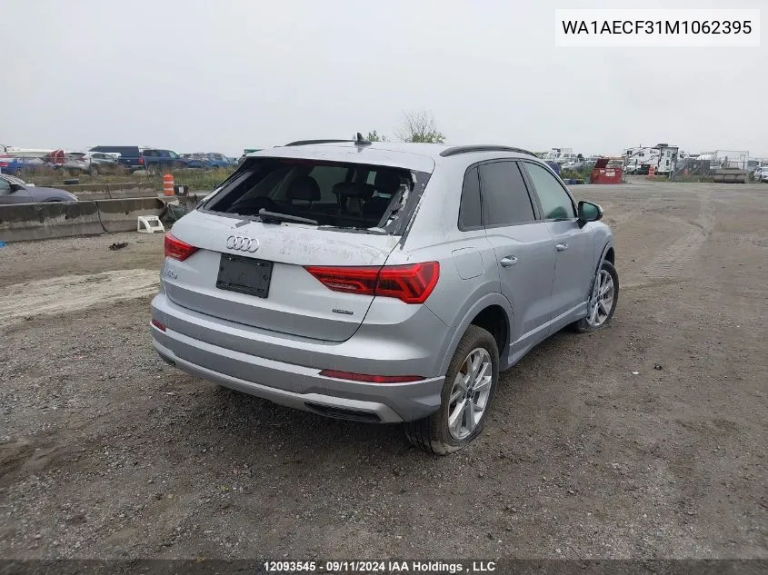 2021 Audi Q3 Komfort 45 VIN: WA1AECF31M1062395 Lot: 12093545