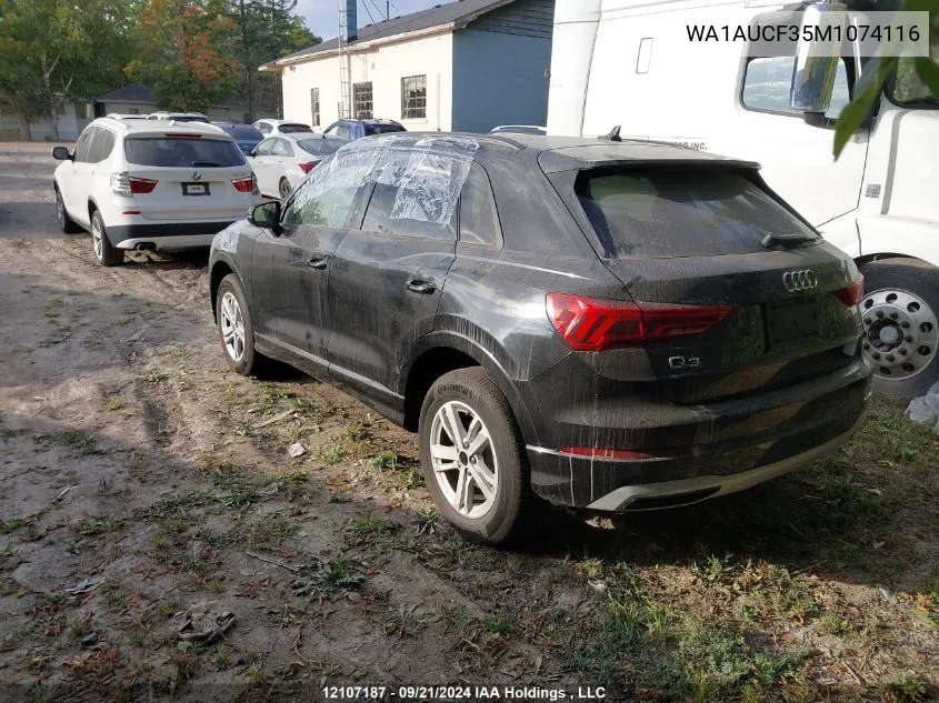 2021 Audi Q3 Premium 40 VIN: WA1AUCF35M1074116 Lot: 12107187