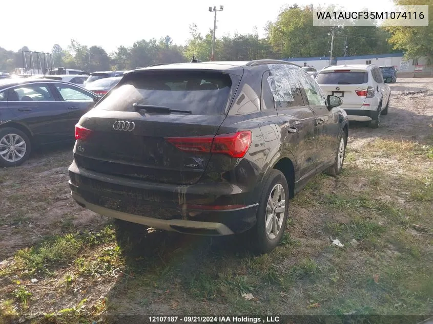 2021 Audi Q3 Premium 40 VIN: WA1AUCF35M1074116 Lot: 12107187