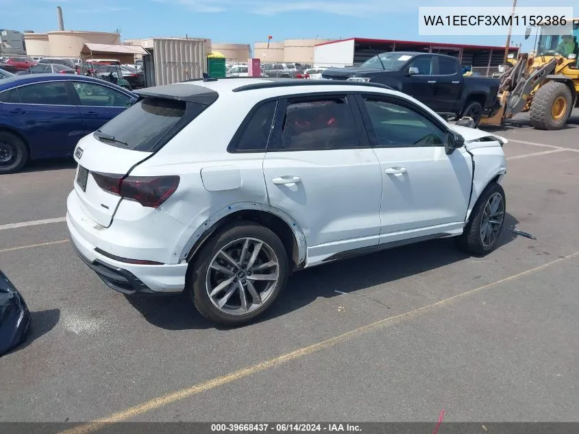 WA1EECF3XM1152386 2021 Audi Q3 Premium Plus 45 Tfsi S Line Quattro Tiptronic