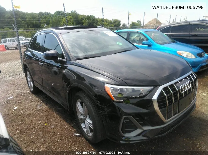 WA1DECF30M1006798 2021 Audi Q3 Premium 45 Tfsi S Line Quattro Tiptronic