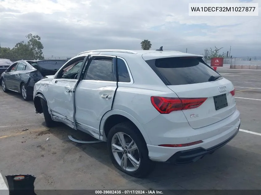 WA1DECF32M1027877 2021 Audi Q3 Premium 45 Tfsi S Line Quattro Tiptronic