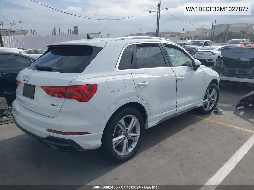 WA1DECF32M1027877 2021 Audi Q3 Premium 45 Tfsi S Line Quattro Tiptronic