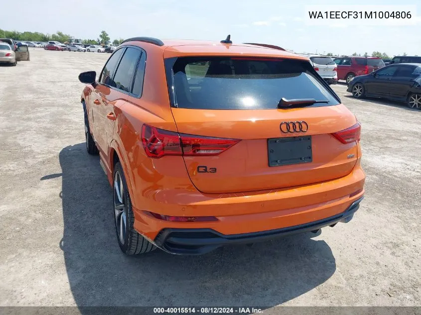 2021 Audi Q3 Premium Plus 45 Tfsi S Line Quattro Tiptronic VIN: WA1EECF31M1004806 Lot: 40015514