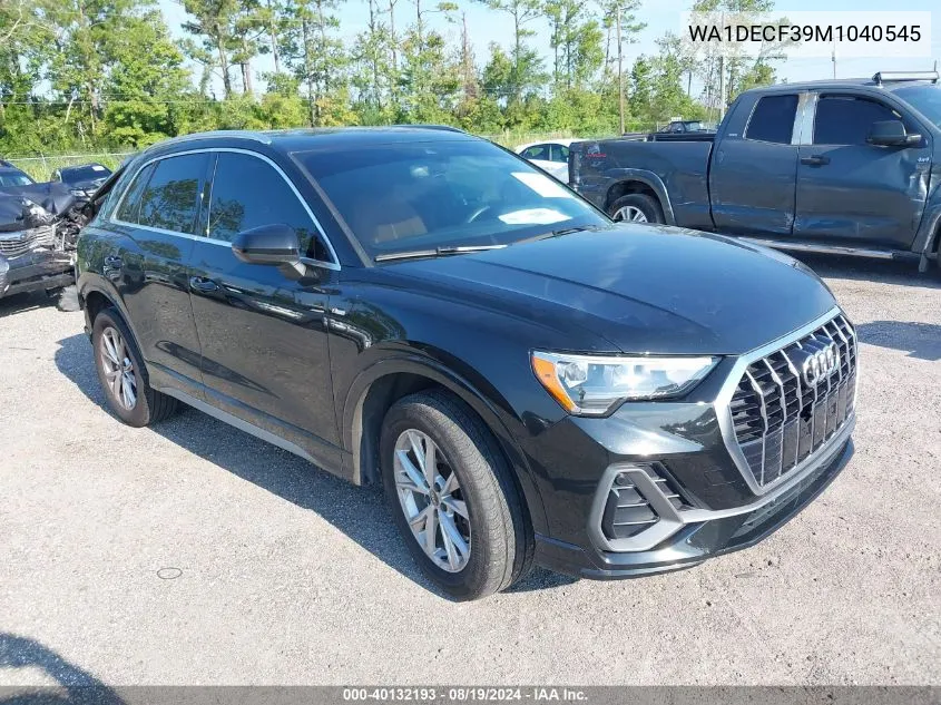 2021 Audi Q3 Premium 45 Tfsi S Line Quattro Tiptronic VIN: WA1DECF39M1040545 Lot: 40132193