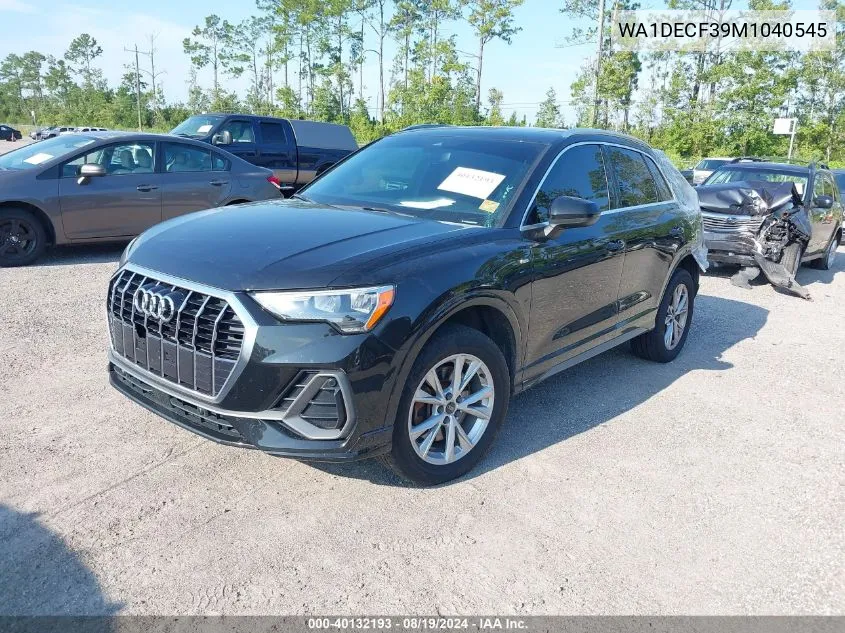 2021 Audi Q3 Premium 45 Tfsi S Line Quattro Tiptronic VIN: WA1DECF39M1040545 Lot: 40132193