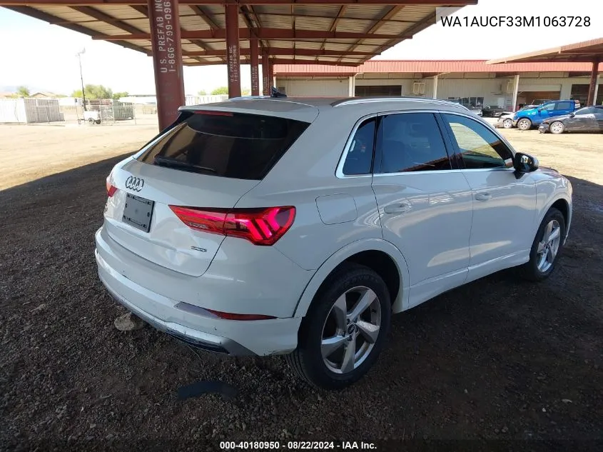 WA1AUCF33M1063728 2021 Audi Q3 Premium 40 Tfsi Quattro Tiptronic