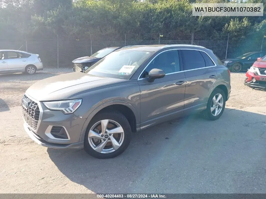 2021 Audi Q3 Premium Plus 40 Tfsi Quattro Tiptronic VIN: WA1BUCF30M1070382 Lot: 40204483