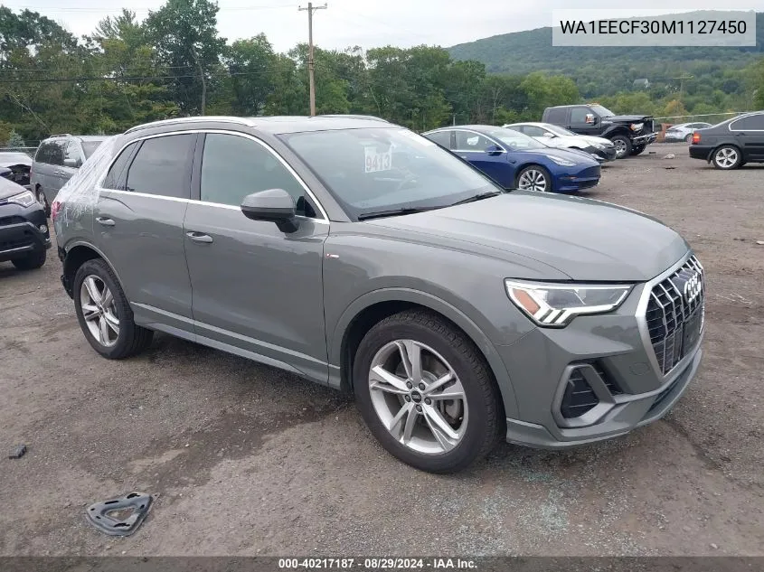 2021 Audi Q3 Premium Plus 45 Tfsi S Line Quattro Tiptronic VIN: WA1EECF30M1127450 Lot: 40217187