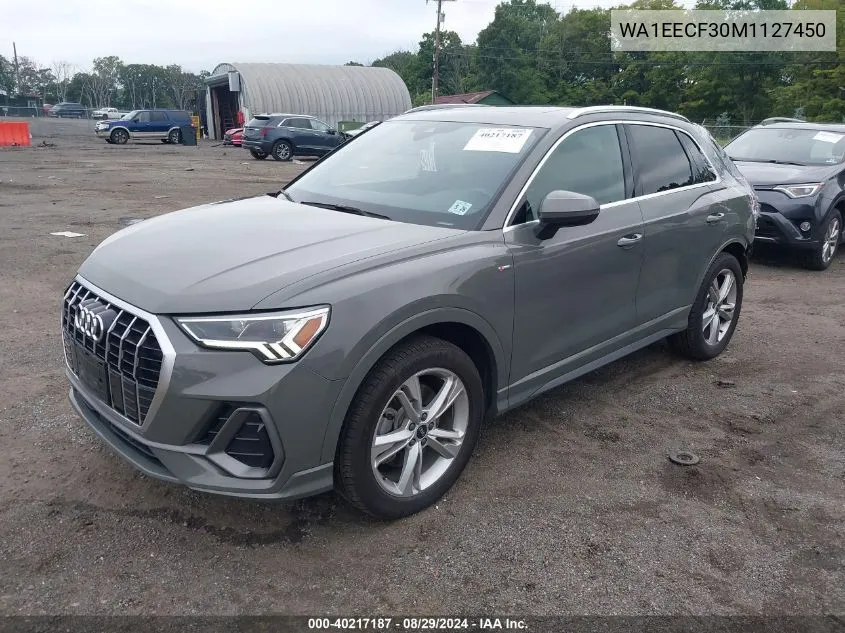 2021 Audi Q3 Premium Plus 45 Tfsi S Line Quattro Tiptronic VIN: WA1EECF30M1127450 Lot: 40217187