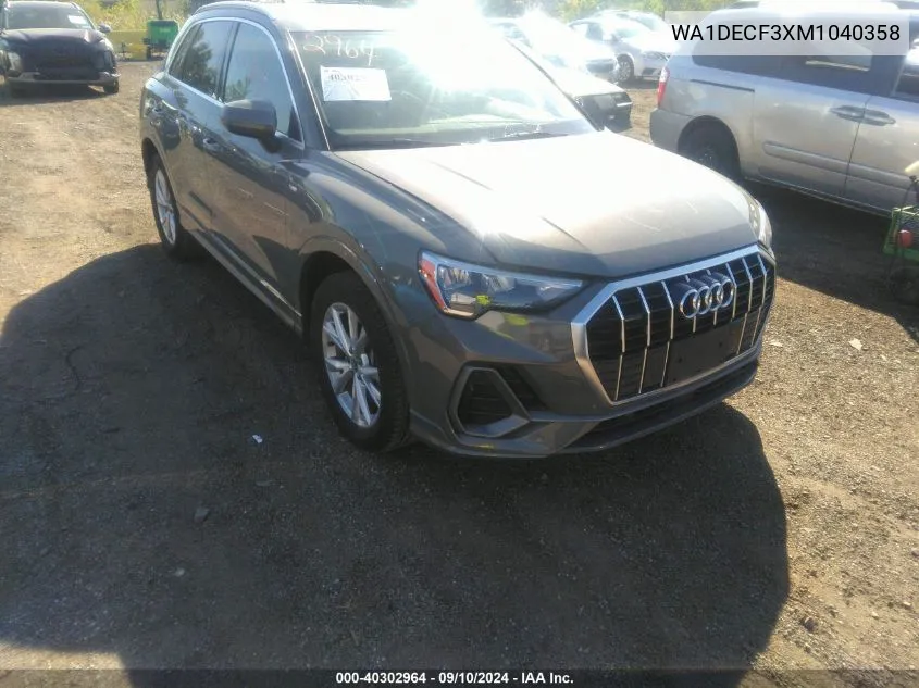 2021 Audi Q3 Premium S Line 45 VIN: WA1DECF3XM1040358 Lot: 40302964