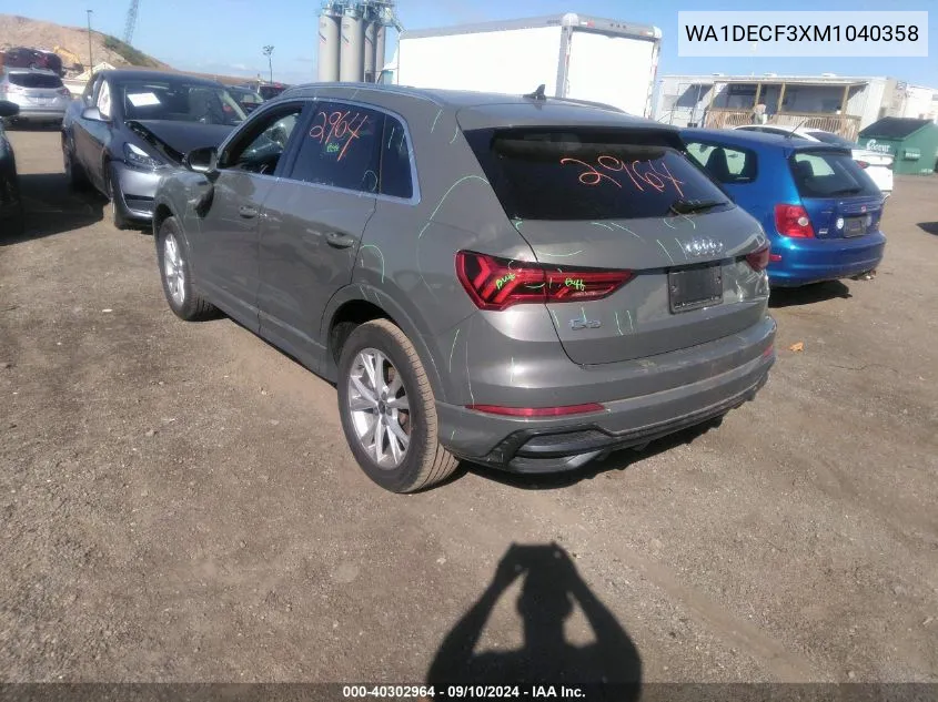 WA1DECF3XM1040358 2021 Audi Q3 Premium S Line 45