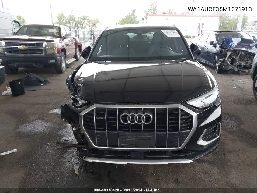 2021 Audi Q3 Premium 40 Tfsi Quattro Tiptronic VIN: WA1AUCF35M1071913 Lot: 40338428