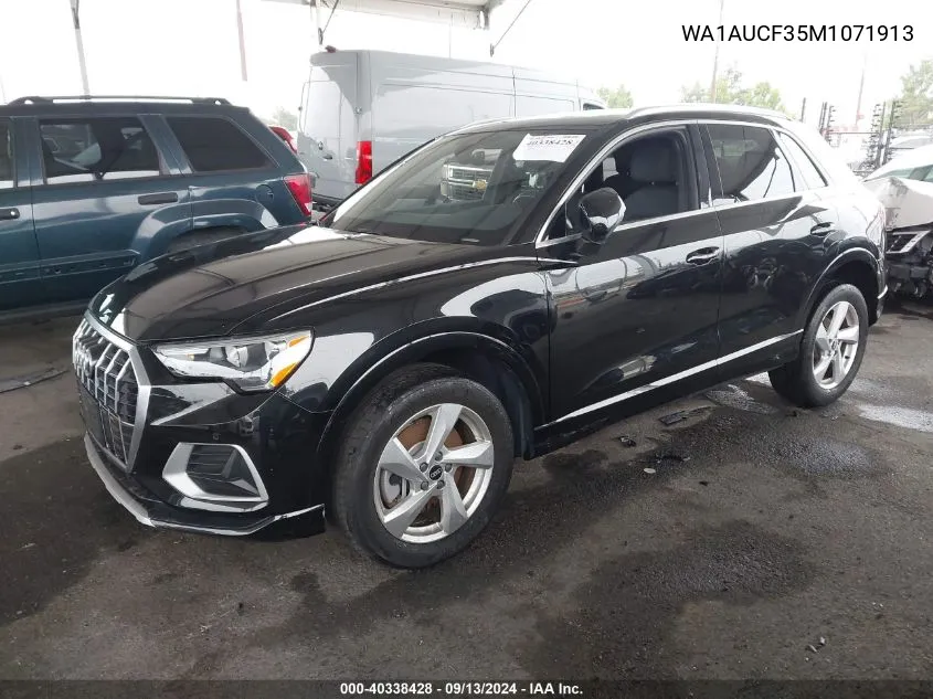 2021 Audi Q3 Premium 40 Tfsi Quattro Tiptronic VIN: WA1AUCF35M1071913 Lot: 40338428