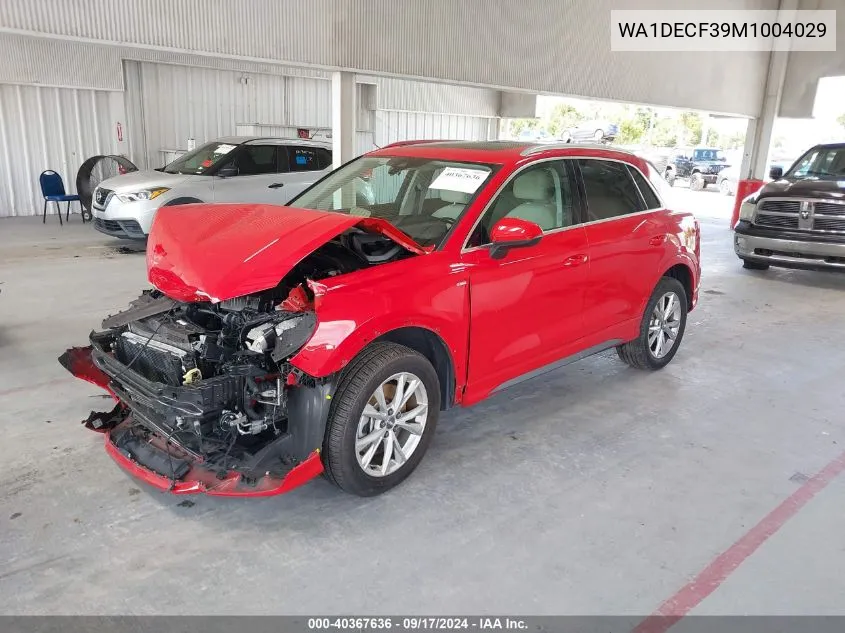 2021 Audi Q3 Premium 45 Tfsi S Line Quattro Tiptronic VIN: WA1DECF39M1004029 Lot: 40367636