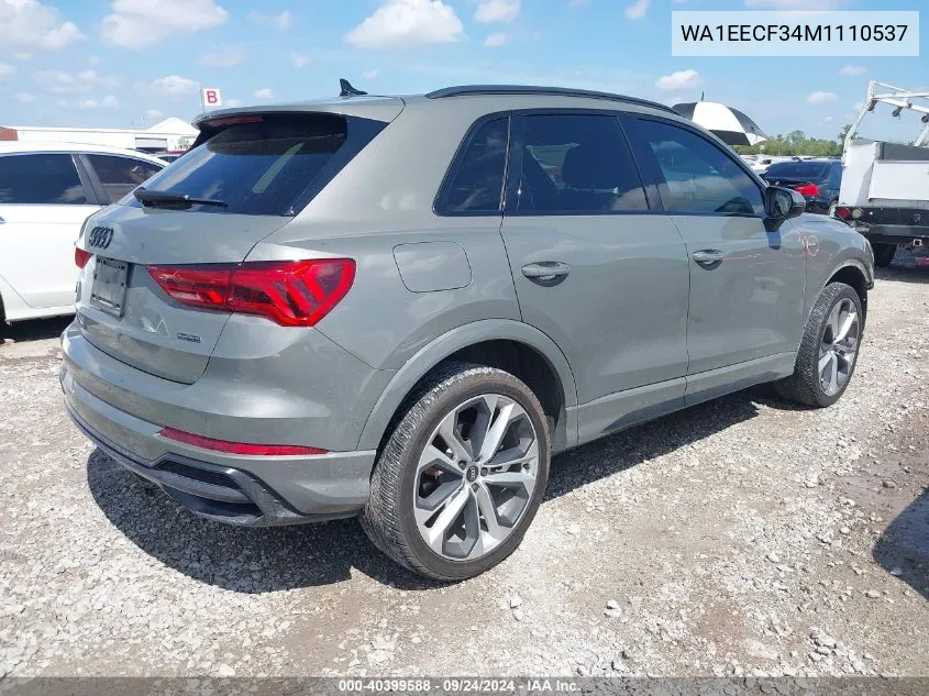 2021 Audi Q3 Premium Plus 45 Tfsi S Line Quattro Tiptronic VIN: WA1EECF34M1110537 Lot: 40399588