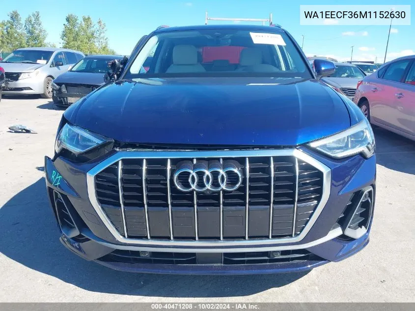 2021 Audi Q3 Premium Plus 45 Tfsi S Line Quattro Tiptronic VIN: WA1EECF36M1152630 Lot: 40471208