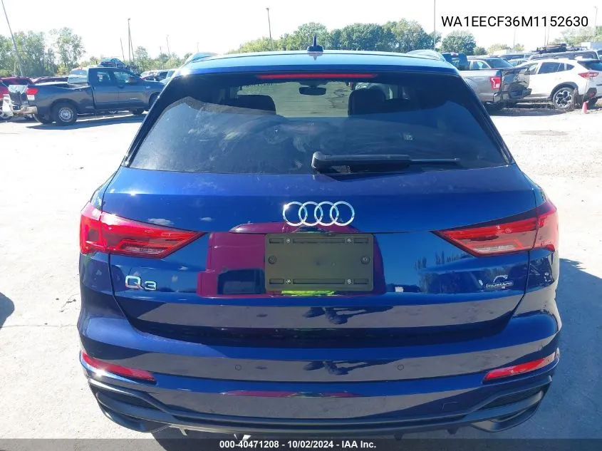 2021 Audi Q3 Premium Plus 45 Tfsi S Line Quattro Tiptronic VIN: WA1EECF36M1152630 Lot: 40471208