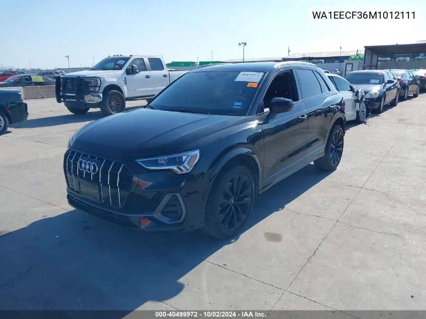 2021 Audi Q3 Premium Plus 45 Tfsi S Line Quattro Tiptronic VIN: WA1EECF36M1012111 Lot: 40499972