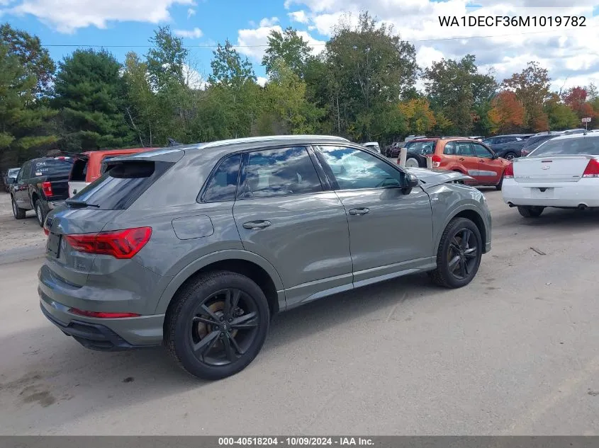 2021 Audi Q3 Premium 45 Tfsi S Line Quattro Tiptronic VIN: WA1DECF36M1019782 Lot: 40518204