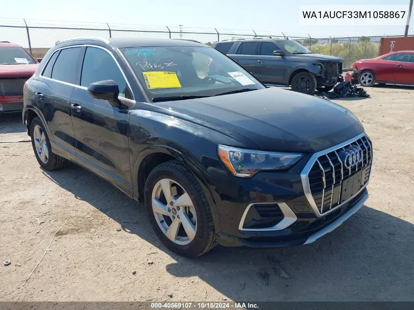 2021 Audi Q3 Premium 40 Tfsi Quattro Tiptronic VIN: WA1AUCF33M1058867 Lot: 40569107