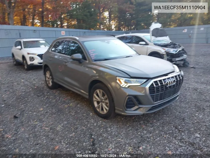 2021 Audi Q3 Premium Plus S Line 45 VIN: WA1EECF35M1110904 Lot: 40610892